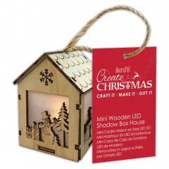 Mini Wooden LED Shadow Box House - Snowman Presents